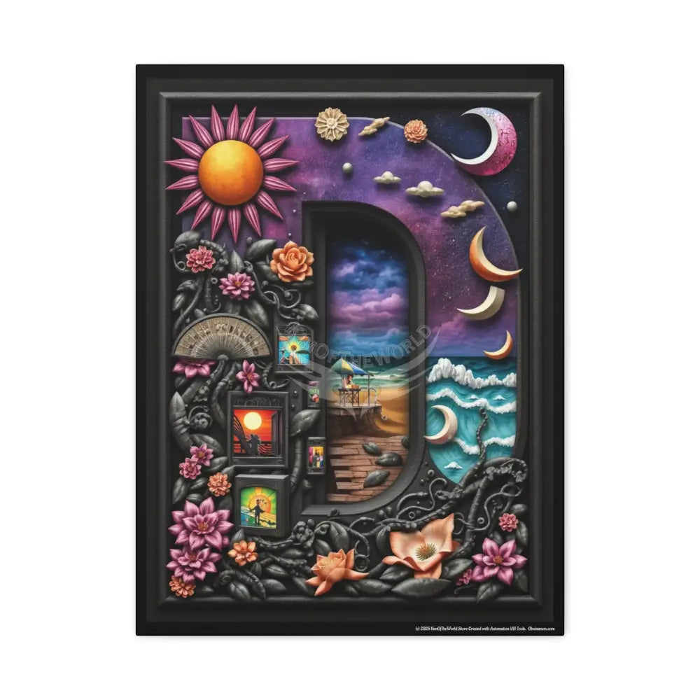 3D Pop-Out Letter D Matte Canvas (Stretched) — Custom Initial Wall Art for Kids Home & Office 18″ x 24″ (Vertical)