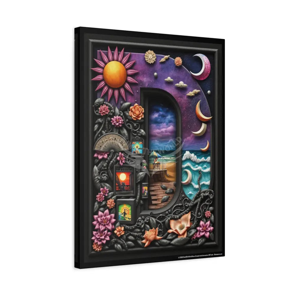 3D Pop-Out Letter D Matte Canvas (Stretched) — Custom Initial Wall Art for Kids Home & Office Canvas