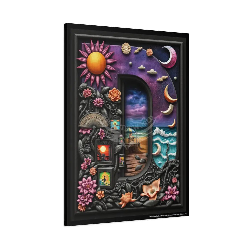 3D Pop-Out Letter D Matte Canvas (Stretched) — Custom Initial Wall Art for Kids Home & Office Canvas