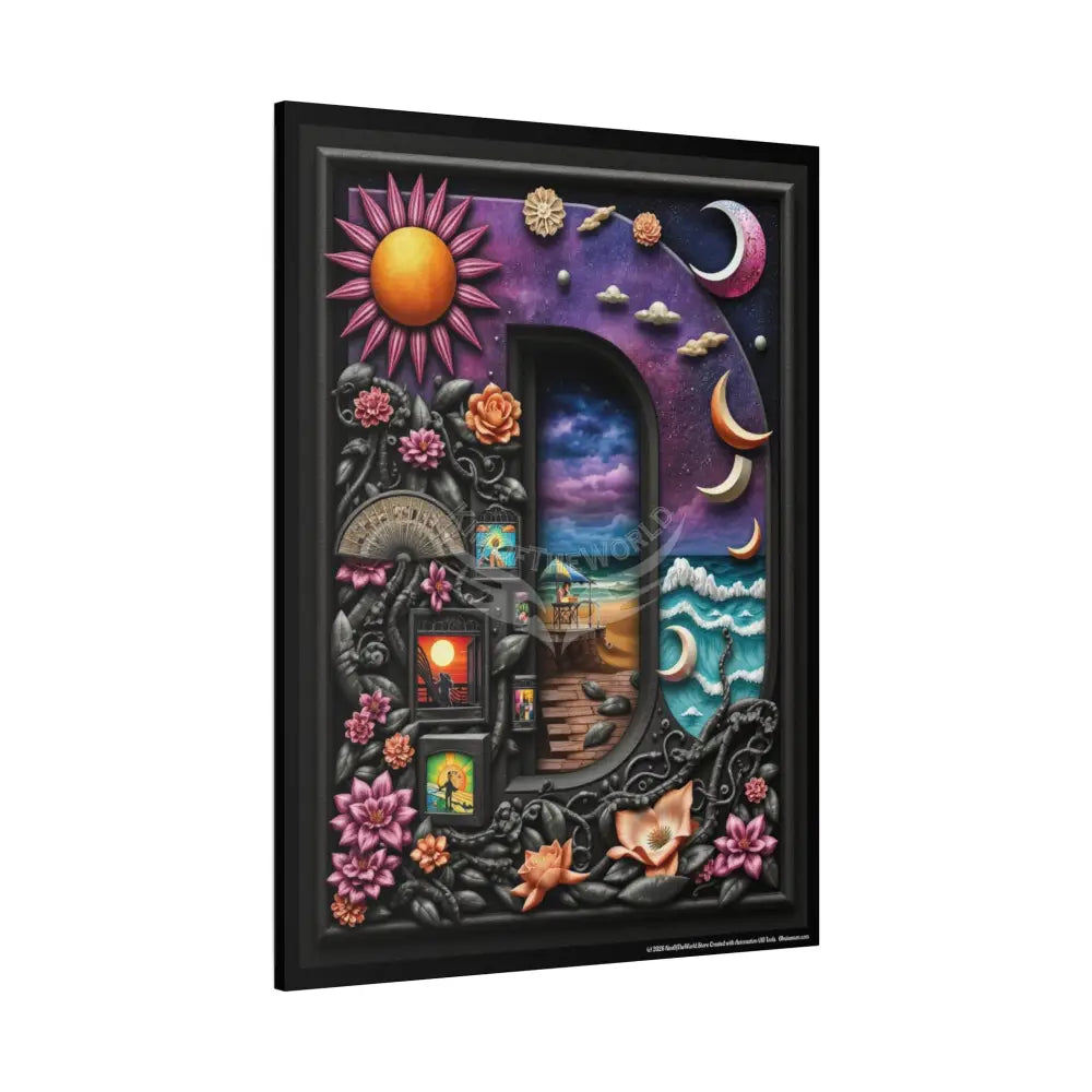 3D Pop-Out Letter D Matte Canvas (Stretched) — Custom Initial Wall Art for Kids Home & Office Canvas