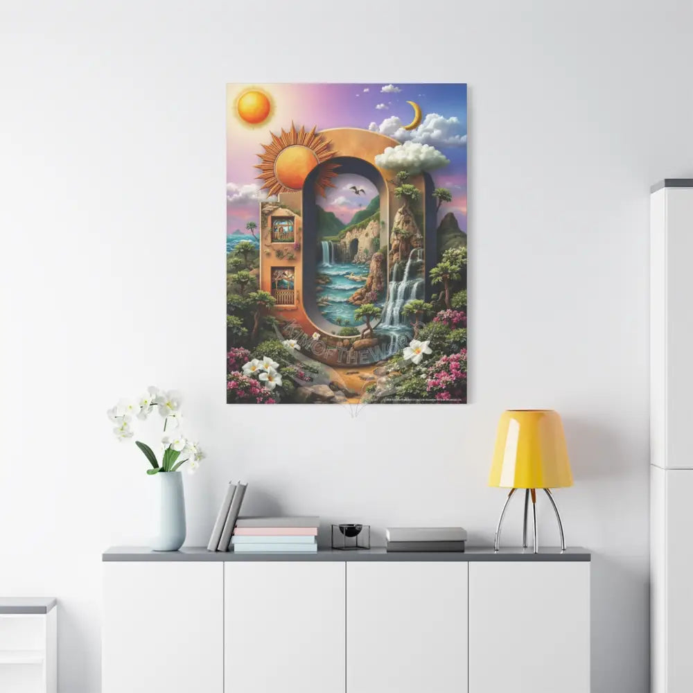 3D Pop-Out Letter O Fantasy Matte Canvas (Stretched) — Custom Initial Wall Art for Kids Home & Office Canvas