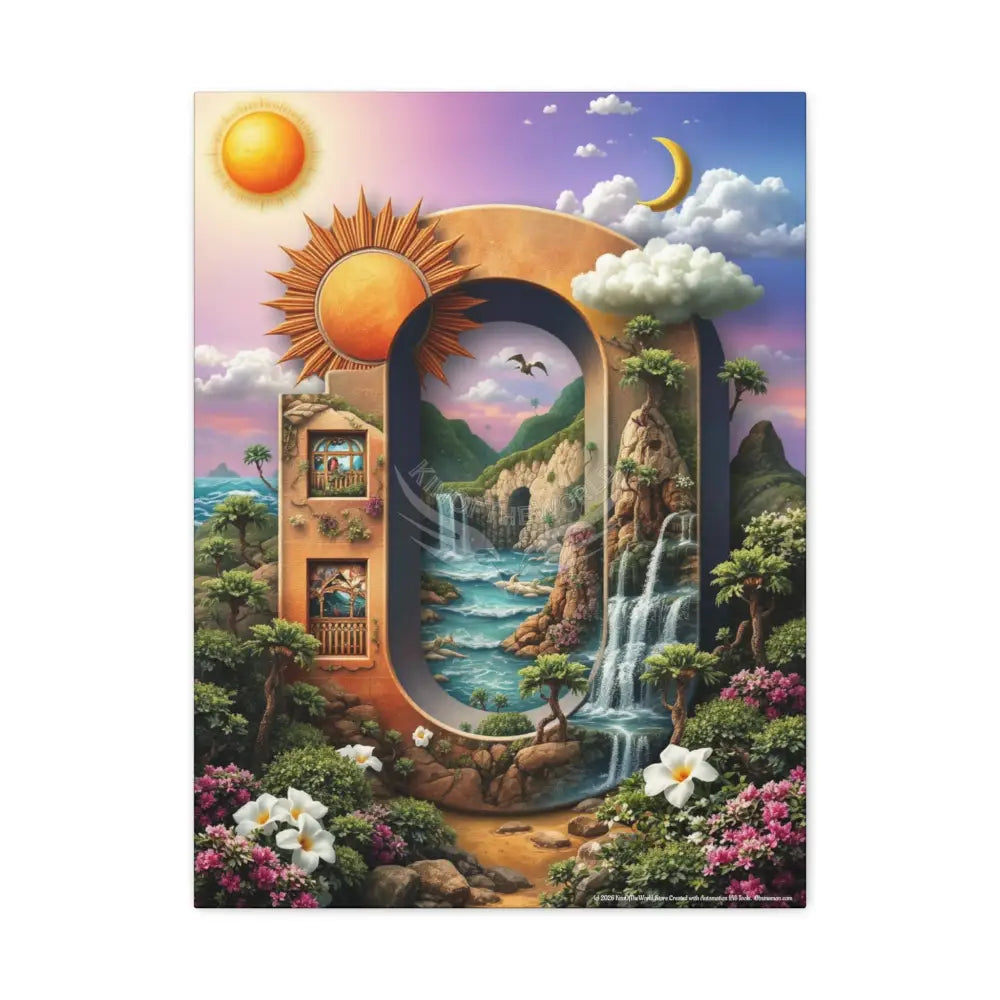 3D Pop-Out Letter O Fantasy Matte Canvas (Stretched) — Custom Initial Wall Art for Kids Home & Office 18″ x 24″