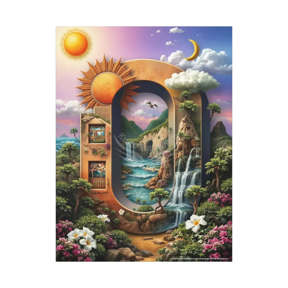 3D Pop-Out Letter O Fantasy Matte Canvas (Stretched) — Custom Initial Wall Art for Kids Home & Office 36’’ x 48’’