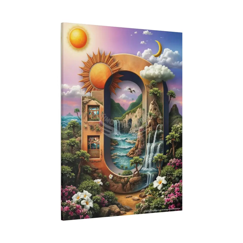 3D Pop-Out Letter O Fantasy Matte Canvas (Stretched) — Custom Initial Wall Art for Kids Home & Office Canvas