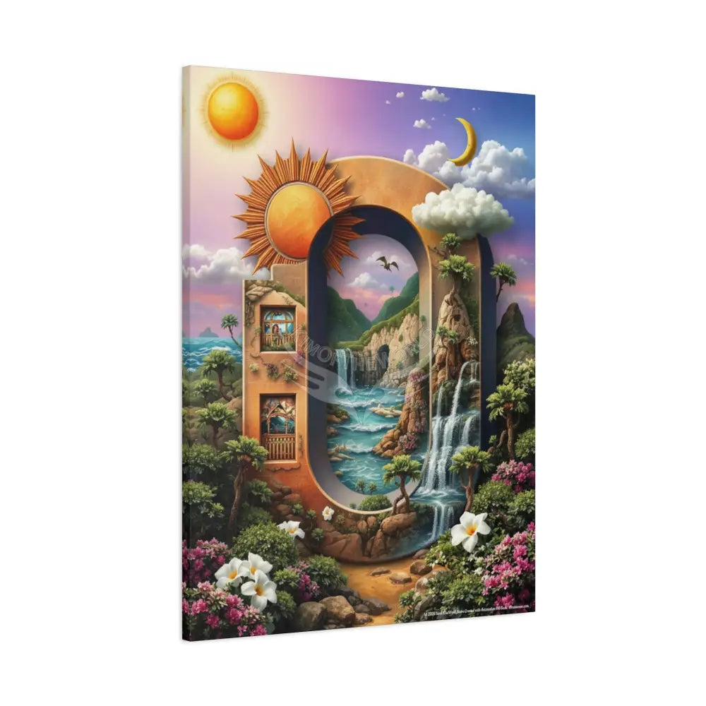 3D Pop-Out Letter O Fantasy Matte Canvas (Stretched) — Custom Initial Wall Art for Kids Home & Office Canvas