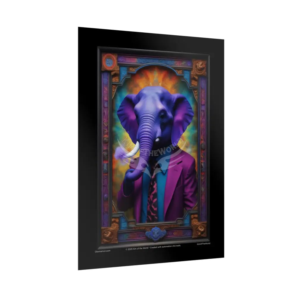 3D Purple Elephant - Gothic Florals & Winged Creatures - Rolled Posters Poster