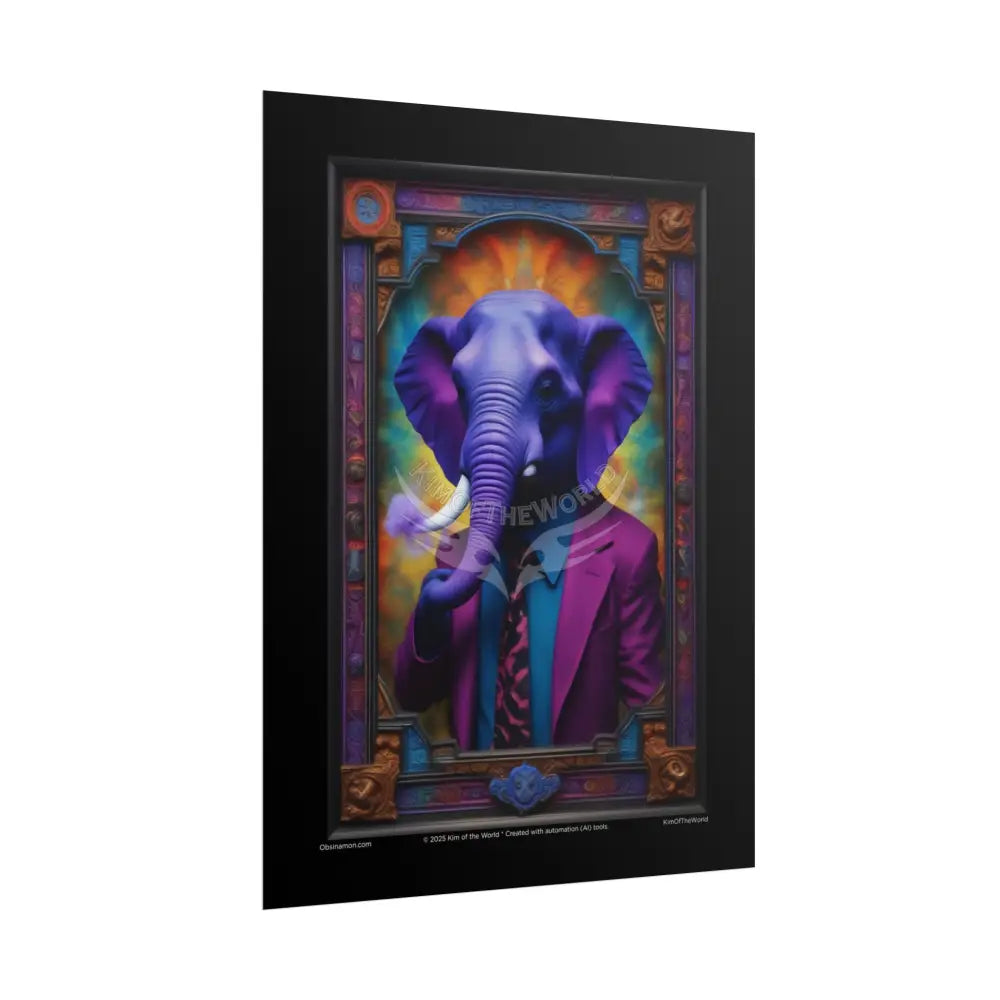 3D Purple Elephant - Gothic Florals & Winged Creatures - Rolled Posters Poster