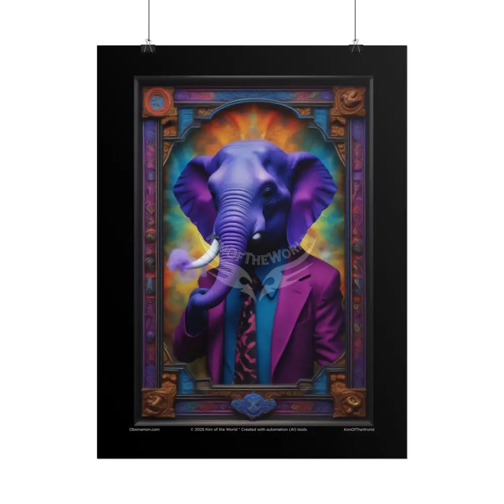 3D Purple Elephant - Gothic Florals & Winged Creatures - Rolled Posters Poster