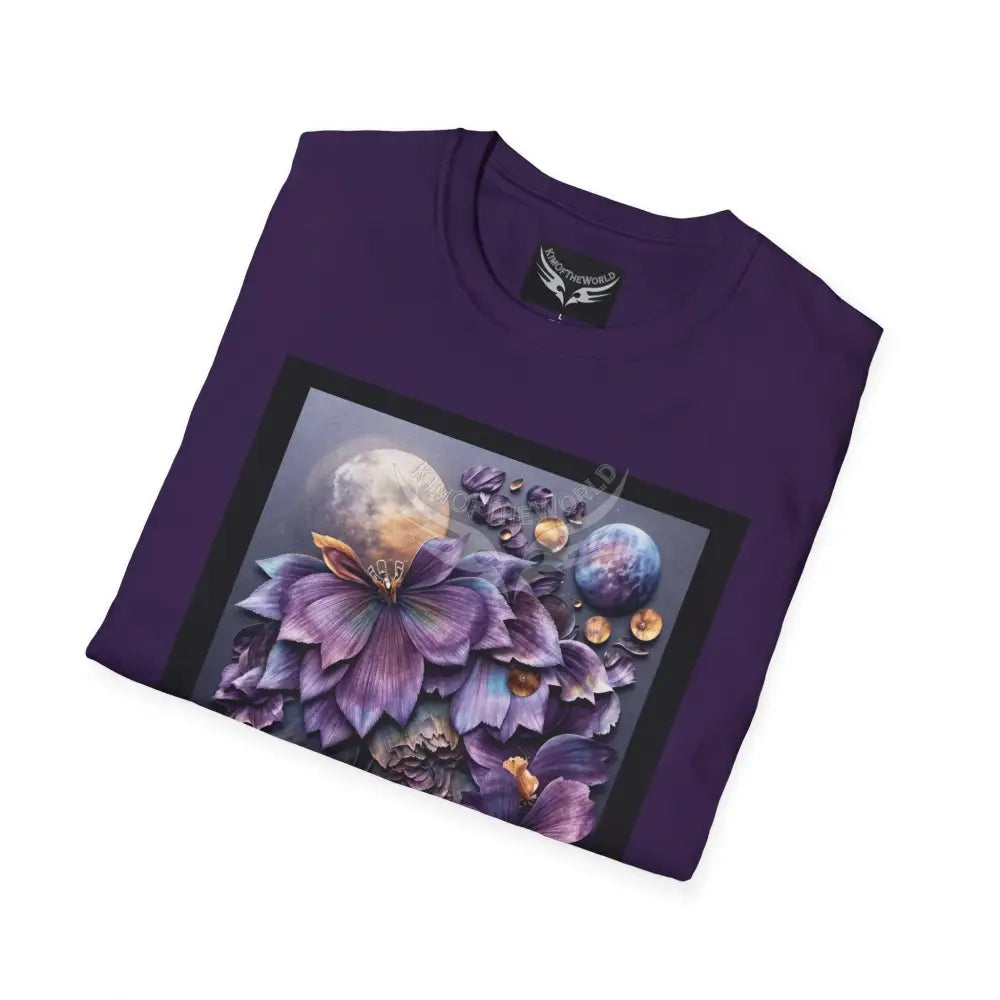 3D Purple Floral - Softstyle T-Shirt T-Shirt