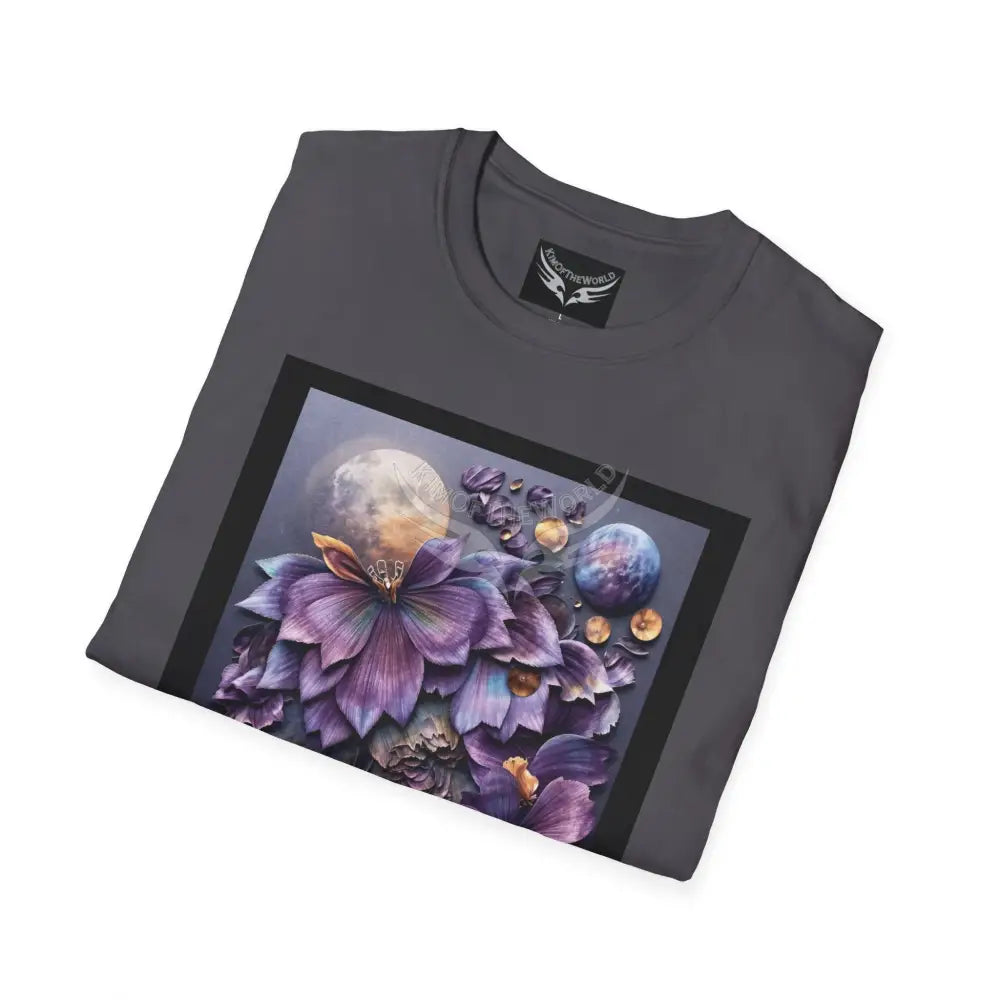 3D Purple Floral - Softstyle T-Shirt T-Shirt