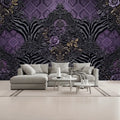 3D Purple & Grey Geometric Zebra Stripes Unpasted Mural Wallpaper 144’’x100’’ 144’’x100’’ Wall Coverings