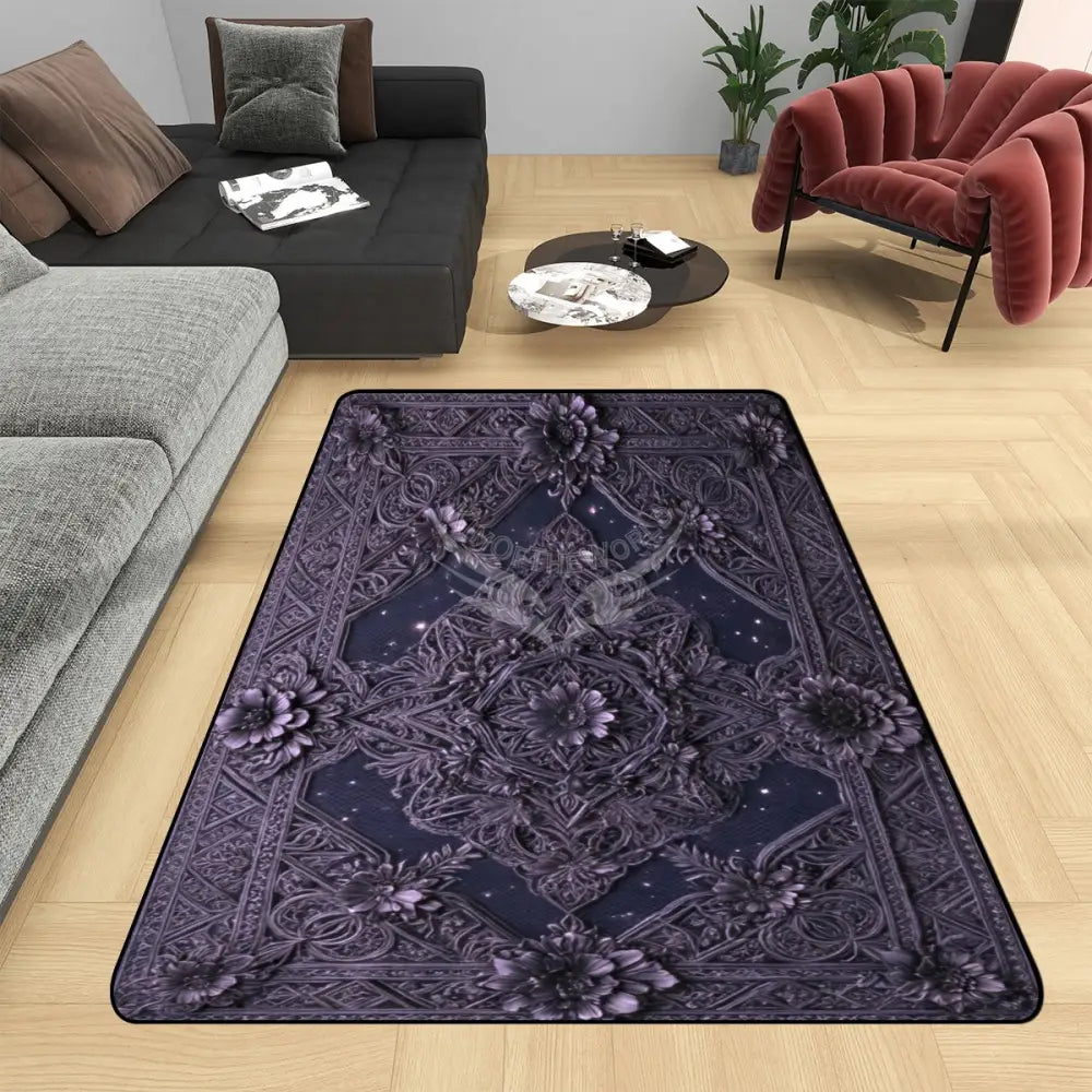 3D Steampunk Gothic Floral Celestial Cosmos Viewing Windows Area Rug Floor Carpet (3:2) - 96’’x64’’ - Rugs & Mats