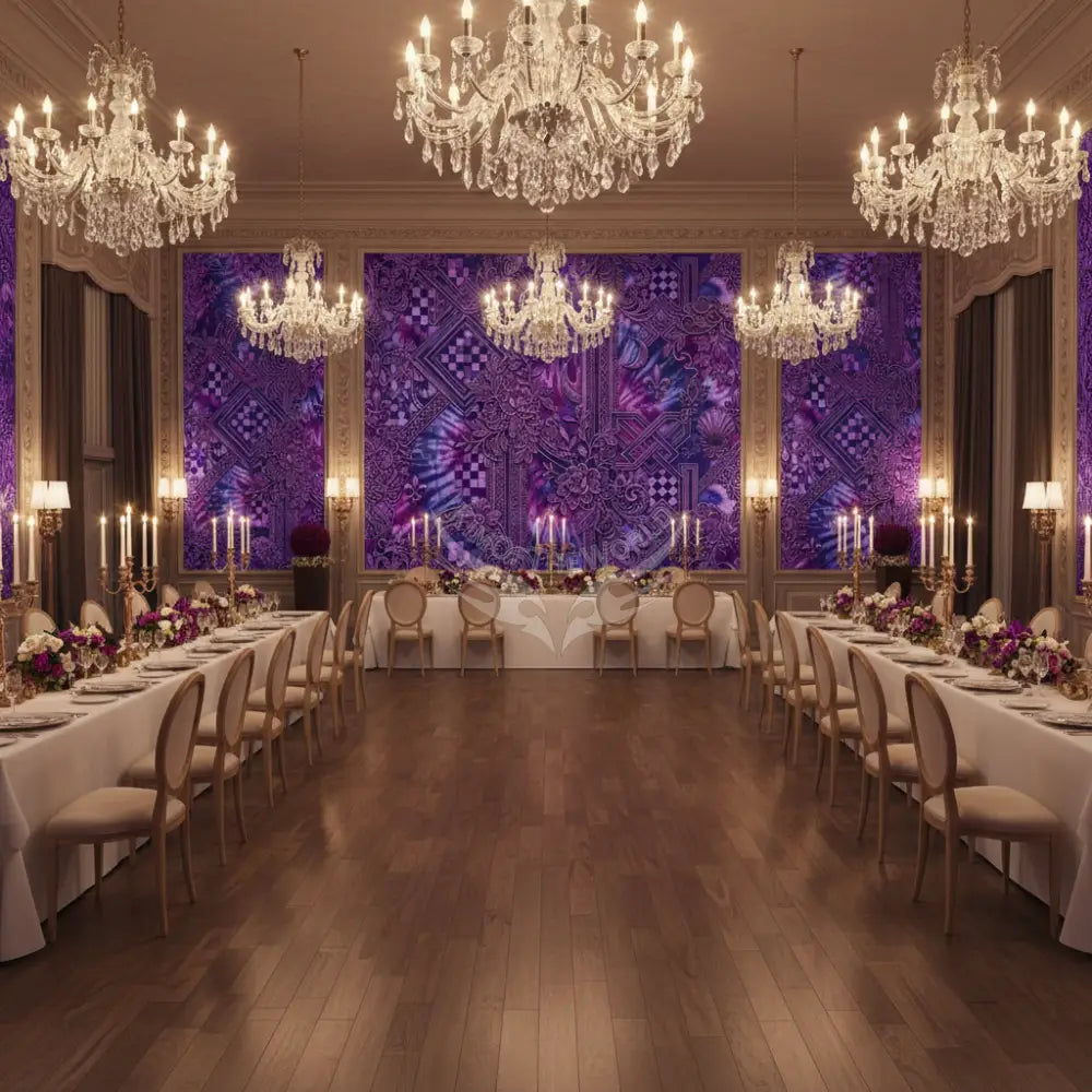 3D Purple Tie Dye Under Floral Design Unpasted Mural Wallpaper 144’’x100’’ - 144’’x100’’ - Wall Coverings
