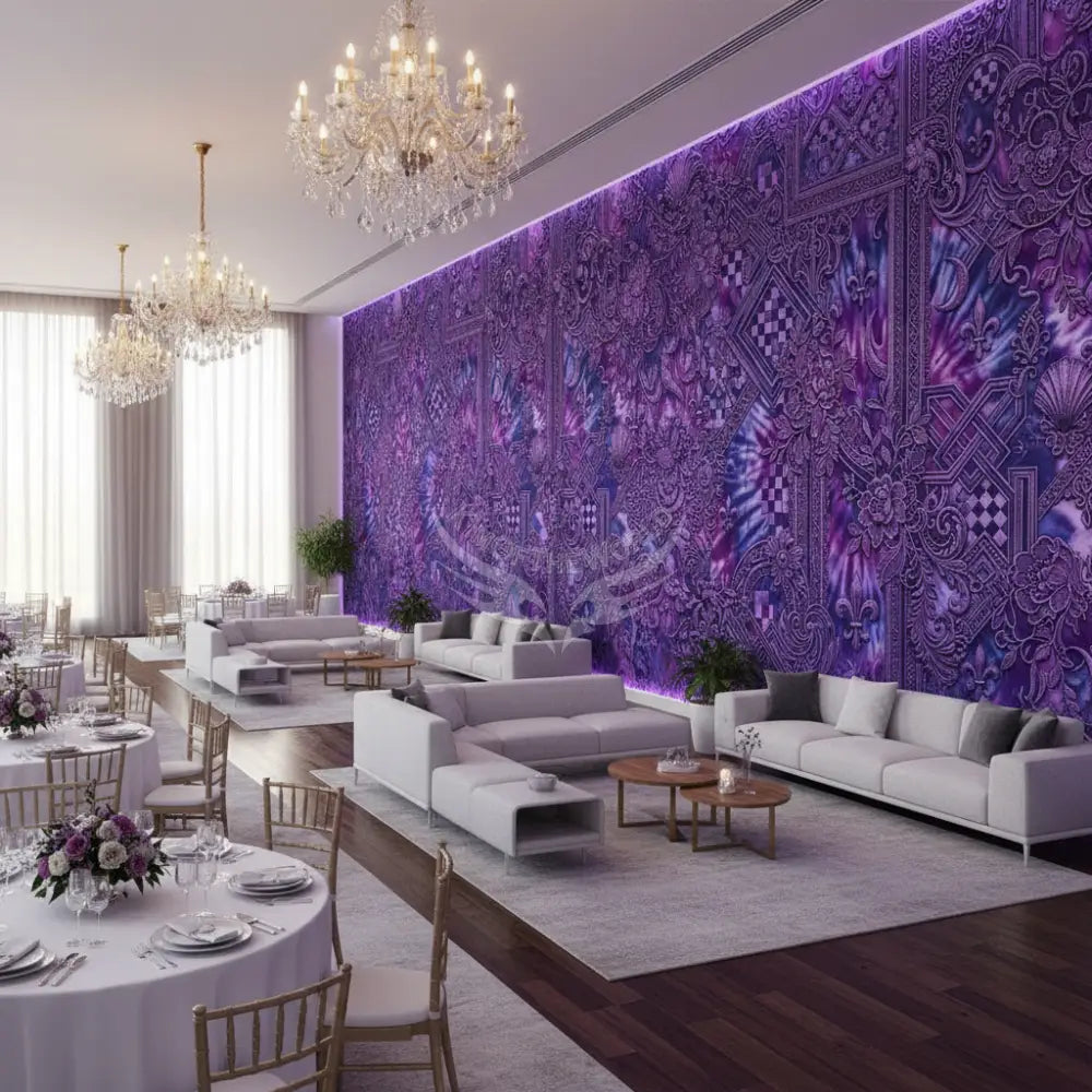 3D Purple Tie Dye Under Floral Design Unpasted Mural Wallpaper 144’’x100’’ - 144’’x100’’ - Wall Coverings
