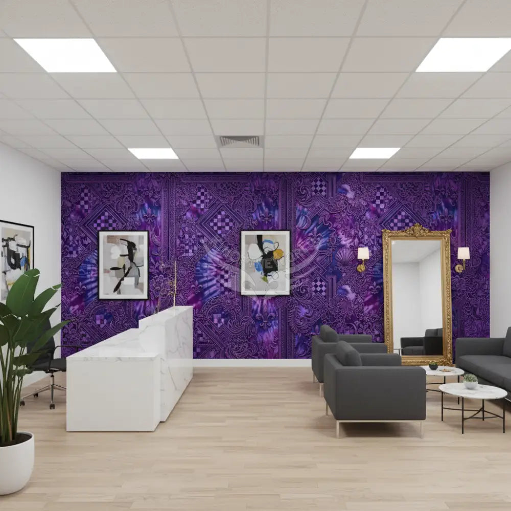 3D Purple Tie Dye Under Floral Design Unpasted Mural Wallpaper 144’’x100’’ - 144’’x100’’ - Wall Coverings