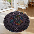 3D Rainbow & Deep Purple Gothic Portal Soft Round Area Rug with White Border 39.4’’x39.4’’ Rugs & Mats