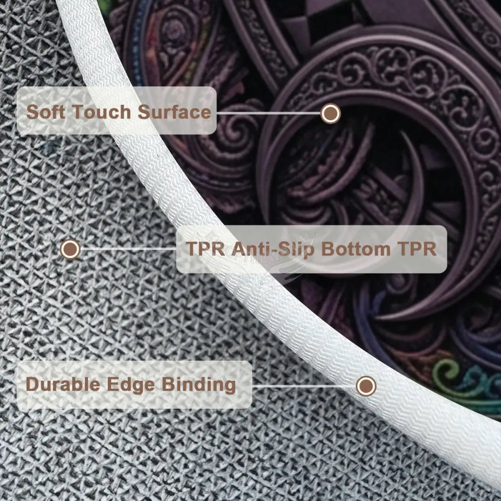 3D Rainbow & Deep Purple Gothic Portal Soft Round Area Rug with White Border Rugs & Mats