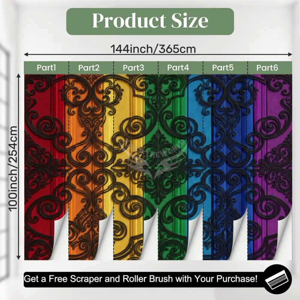 3D Rainbow Large Stripe Unpasted Mural Wallpaper 144’’x100’’ - 144’’x100’’ - Wall Coverings