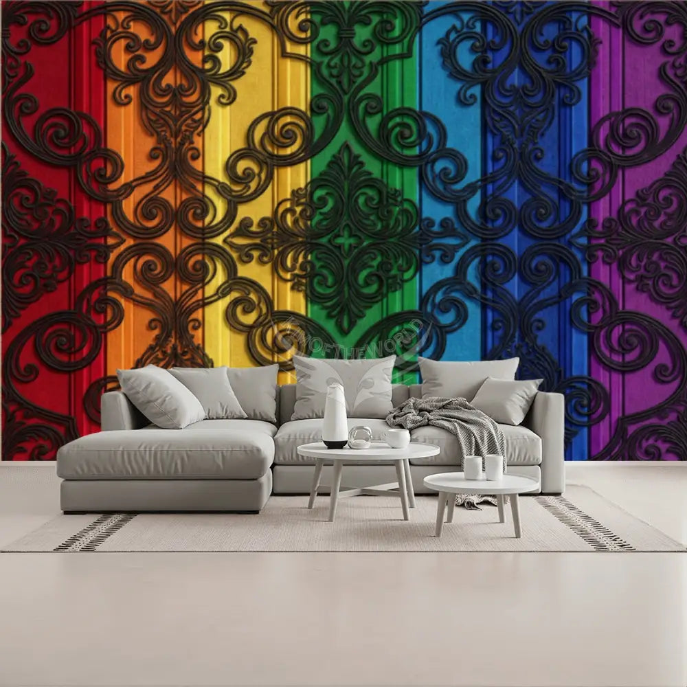 3D Rainbow Large Stripe Unpasted Mural Wallpaper 144’’x100’’ - 144’’x100’’ - Wall Coverings