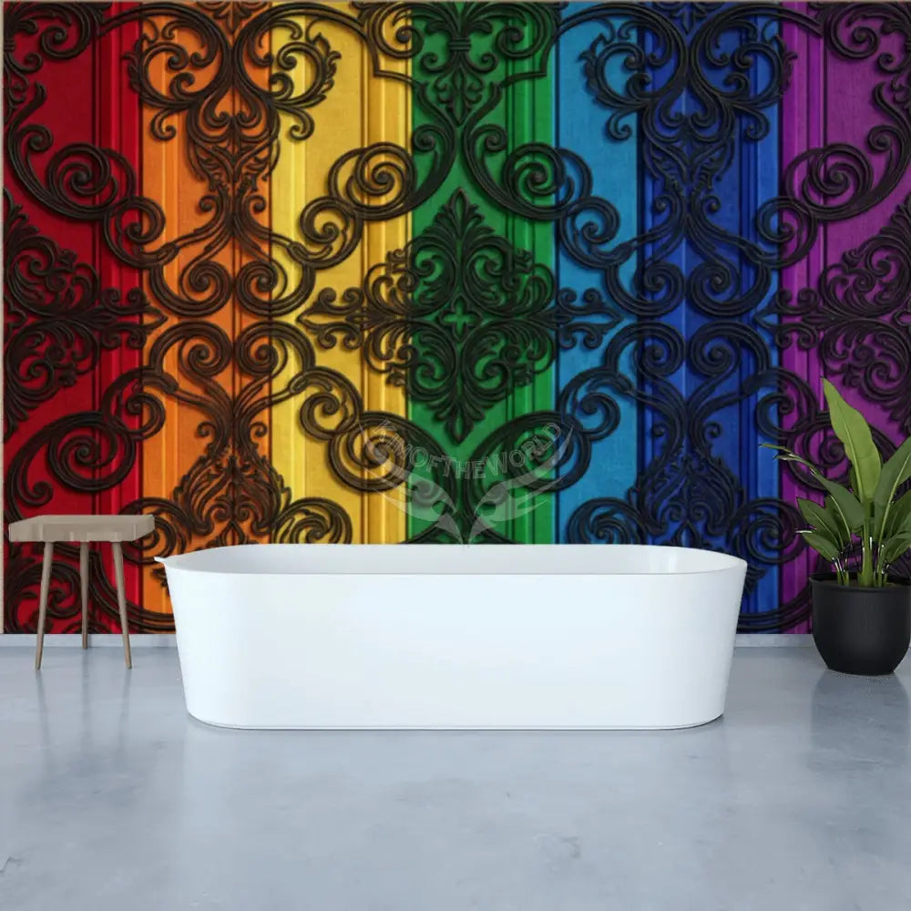 3D Rainbow Large Stripe Unpasted Mural Wallpaper 144’’x100’’ - 144’’x100’’ - Wall Coverings