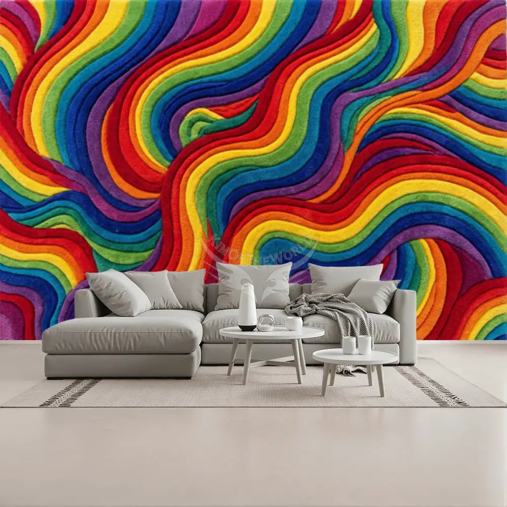3D Rainbow Swirl Unpasted Mural Wallpaper 144’’x100’’ - 144’’x100’’ - Wall Coverings