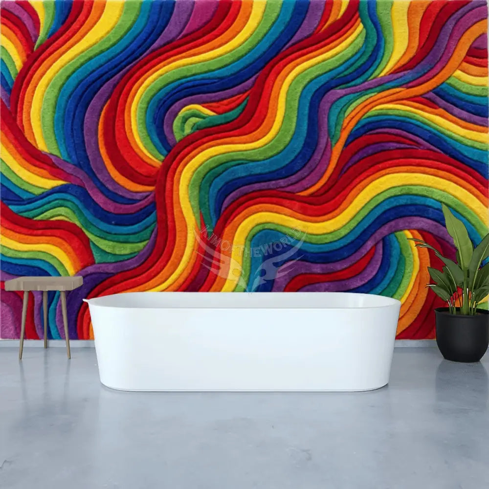 3D Rainbow Swirl Unpasted Mural Wallpaper 144’’x100’’ - 144’’x100’’ - Wall Coverings