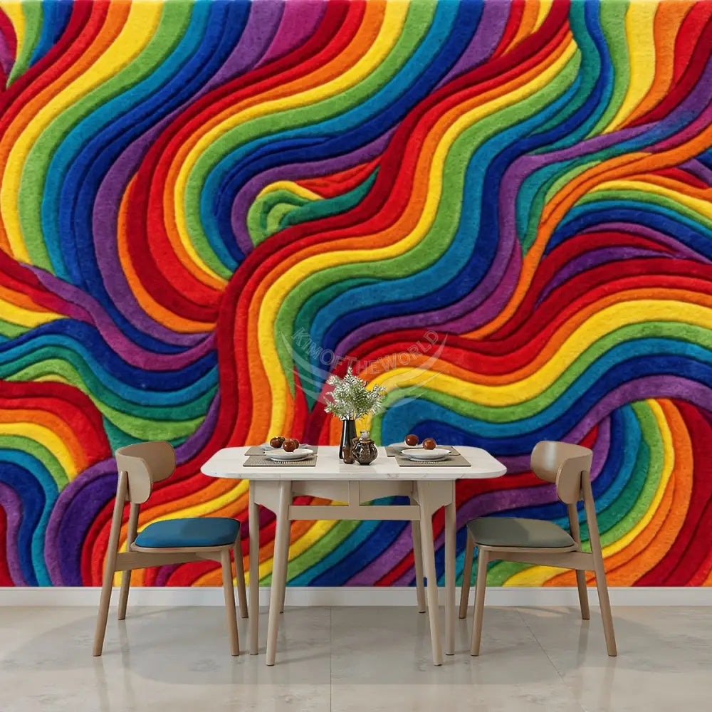 3D Rainbow Swirl Unpasted Mural Wallpaper 144’’x100’’ - 144’’x100’’ - Wall Coverings