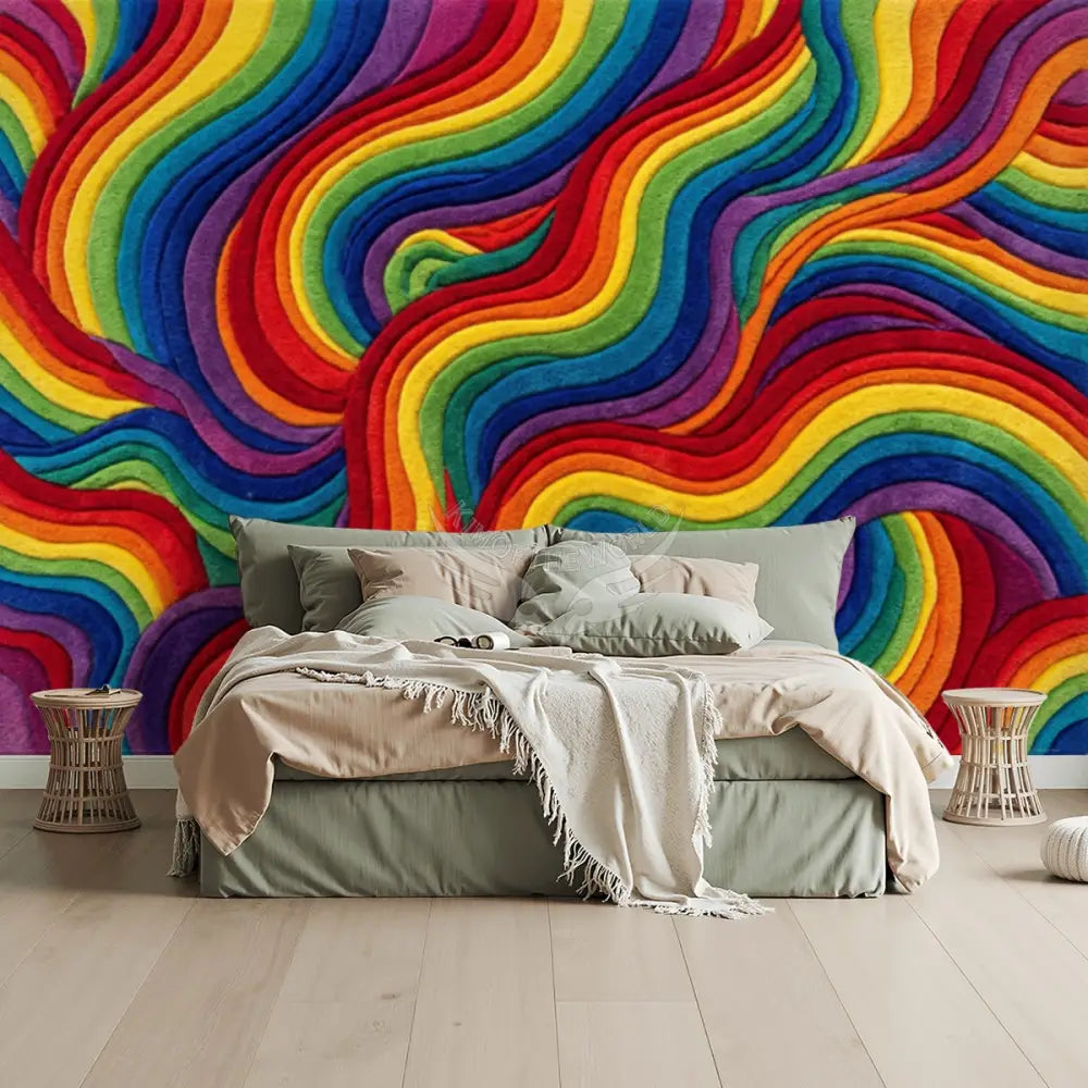 3D Rainbow Swirl Unpasted Mural Wallpaper 144’’x100’’ - 144’’x100’’ - Wall Coverings