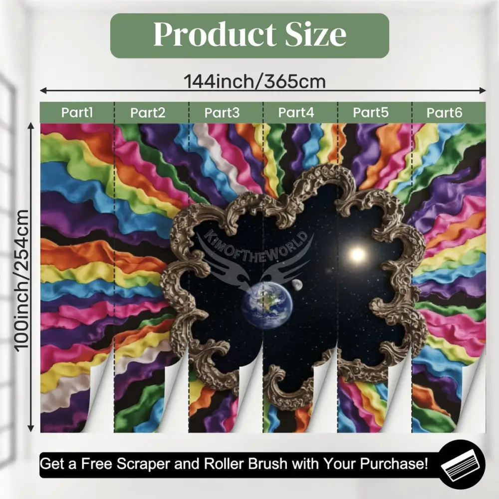 3D Rainbow Wall Celestial View Unpasted Mural Wallpaper 144’’x100’’ - 144’’x100’’ - Wall Coverings