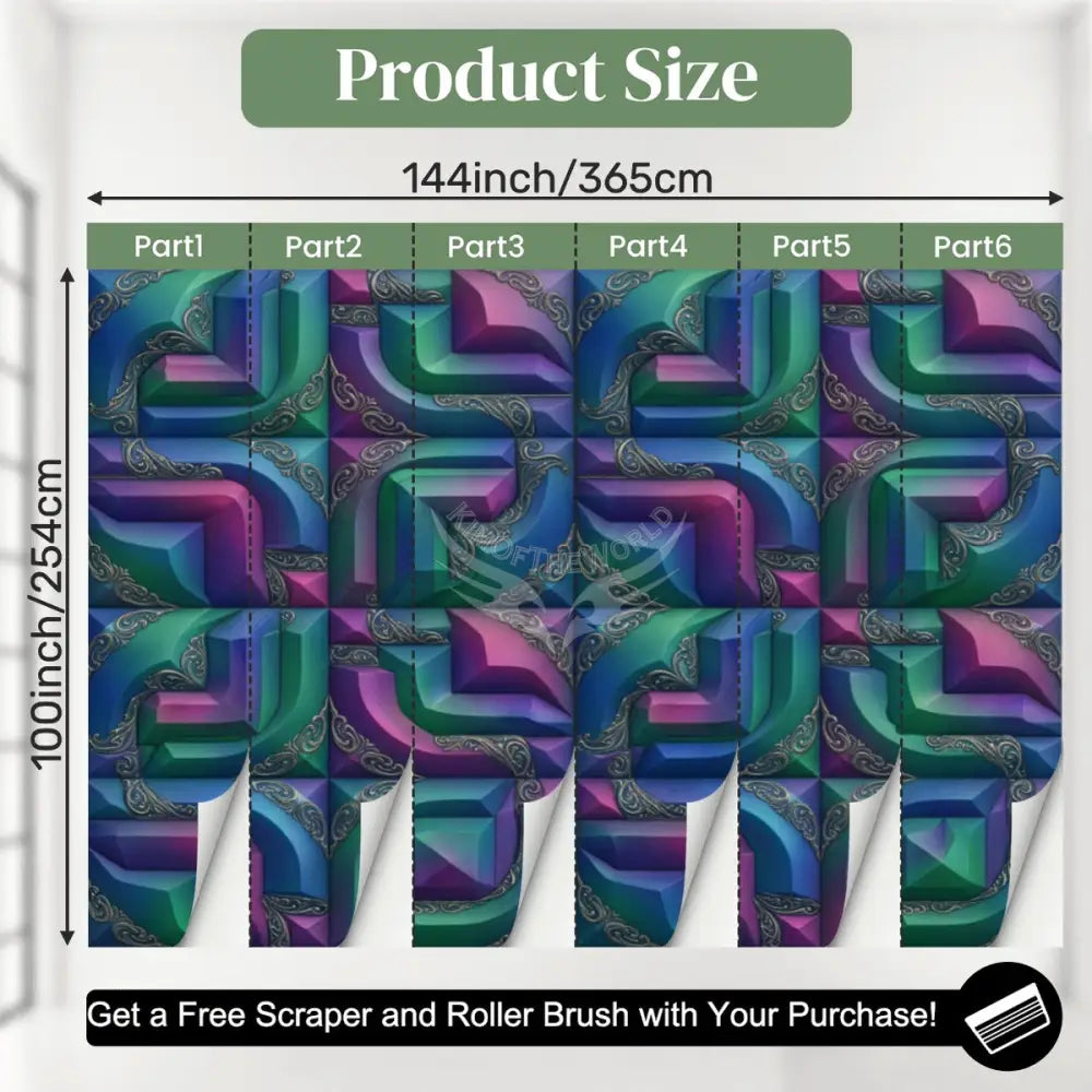 3D Retro Blue Square Abstract Unpasted Mural Wallpaper 144’’x100’’ 144’’x100’’ Wall Coverings
