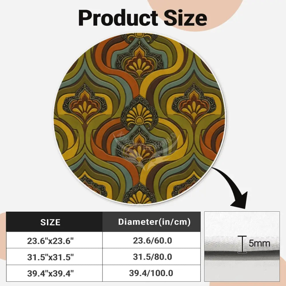 3D Retro Colors Abstract Design Soft Round Area Rug with White Border - Rugs & Mats