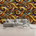 3D Retro Design Tiles Random Circular Print Unpasted Mural Wallpaper 144’’x100’’ 144’’x100’’ Wall Coverings
