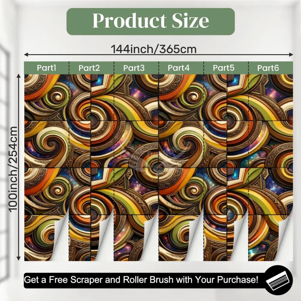 3D Retro Design Tiles Random Circular Print Unpasted Mural Wallpaper 144’’x100’’ 144’’x100’’ Wall Coverings
