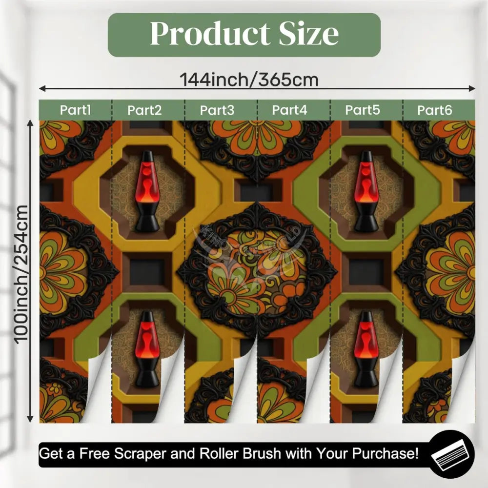 3D Retro Gameset Hippie Lava Lamp Unpasted Mural Wallpaper 144’’x100’’ - 144’’x100’’ - Wall Coverings