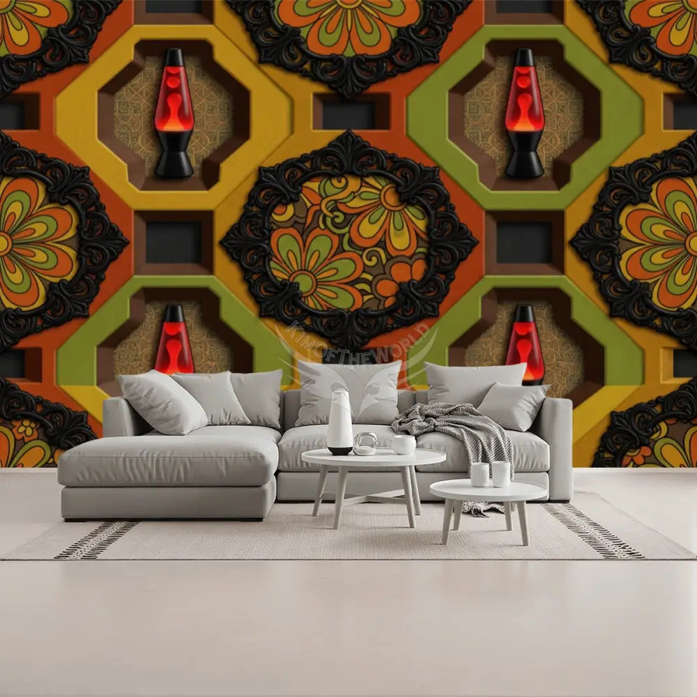 3D Retro Gameset Hippie Lava Lamp Unpasted Mural Wallpaper 144’’x100’’ - 144’’x100’’ - Wall Coverings