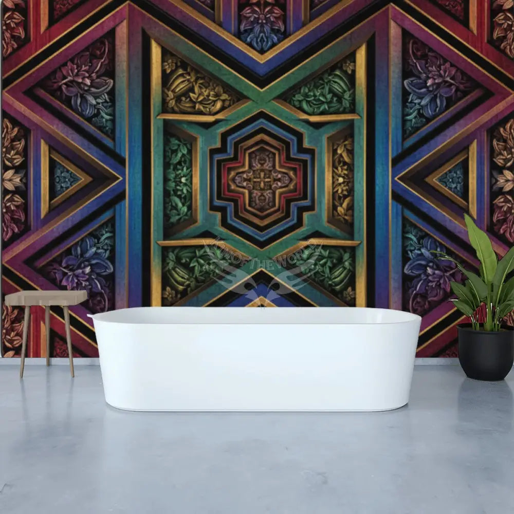 3D Retro Gothic Rainbow Unpasted Mural Wallpaper 144’’x100’’ - 144’’x100’’ - Wall Coverings