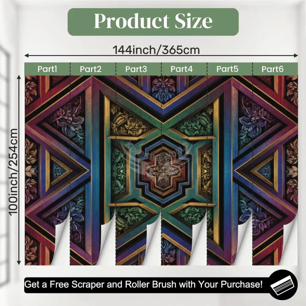 3D Retro Gothic Rainbow Unpasted Mural Wallpaper 144’’x100’’ - 144’’x100’’ - Wall Coverings