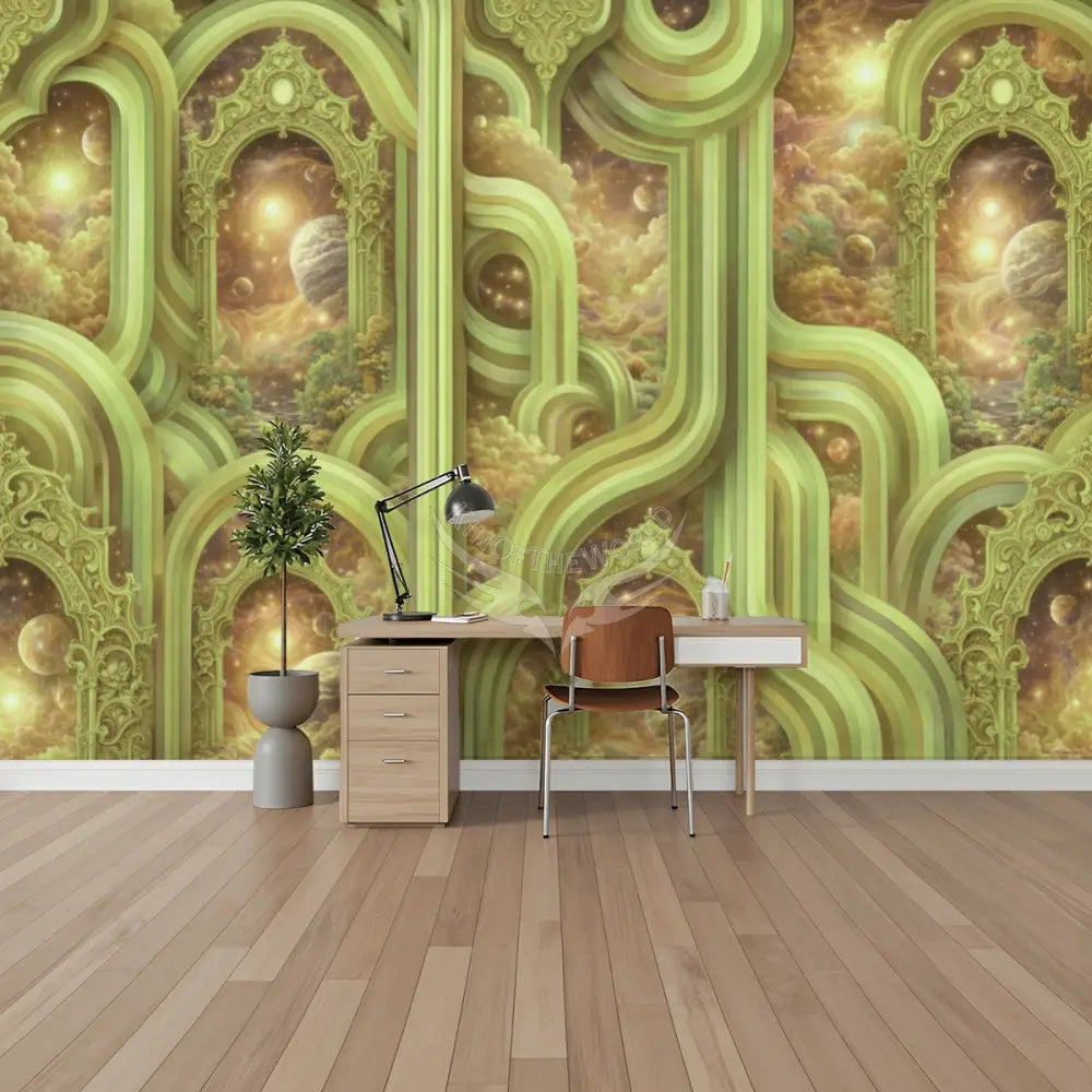 3D Retro Lime Unpasted Mural Wallpaper 144’’x100’’ - 144’’x100’’ - Wall Coverings