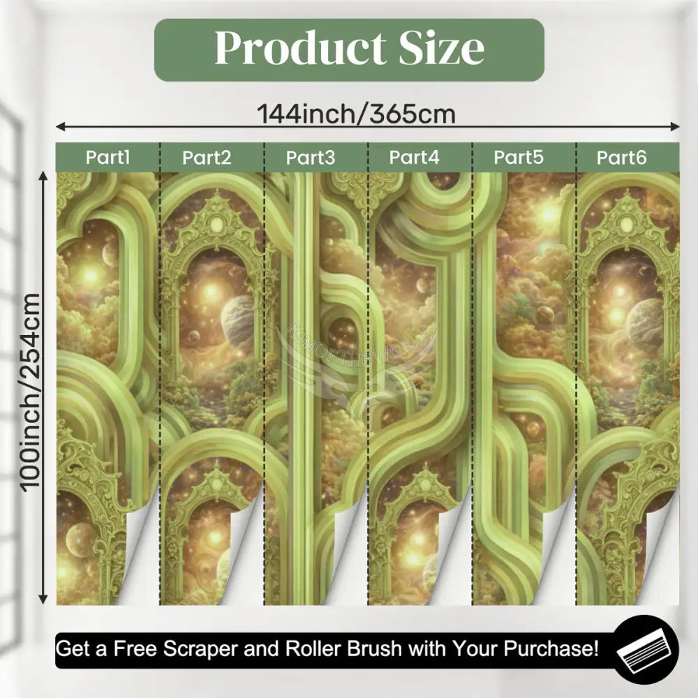 3D Retro Lime Unpasted Mural Wallpaper 144’’x100’’ - 144’’x100’’ - Wall Coverings