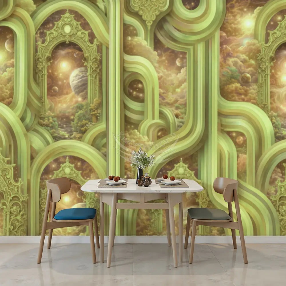 3D Retro Lime Unpasted Mural Wallpaper 144’’x100’’ - 144’’x100’’ - Wall Coverings