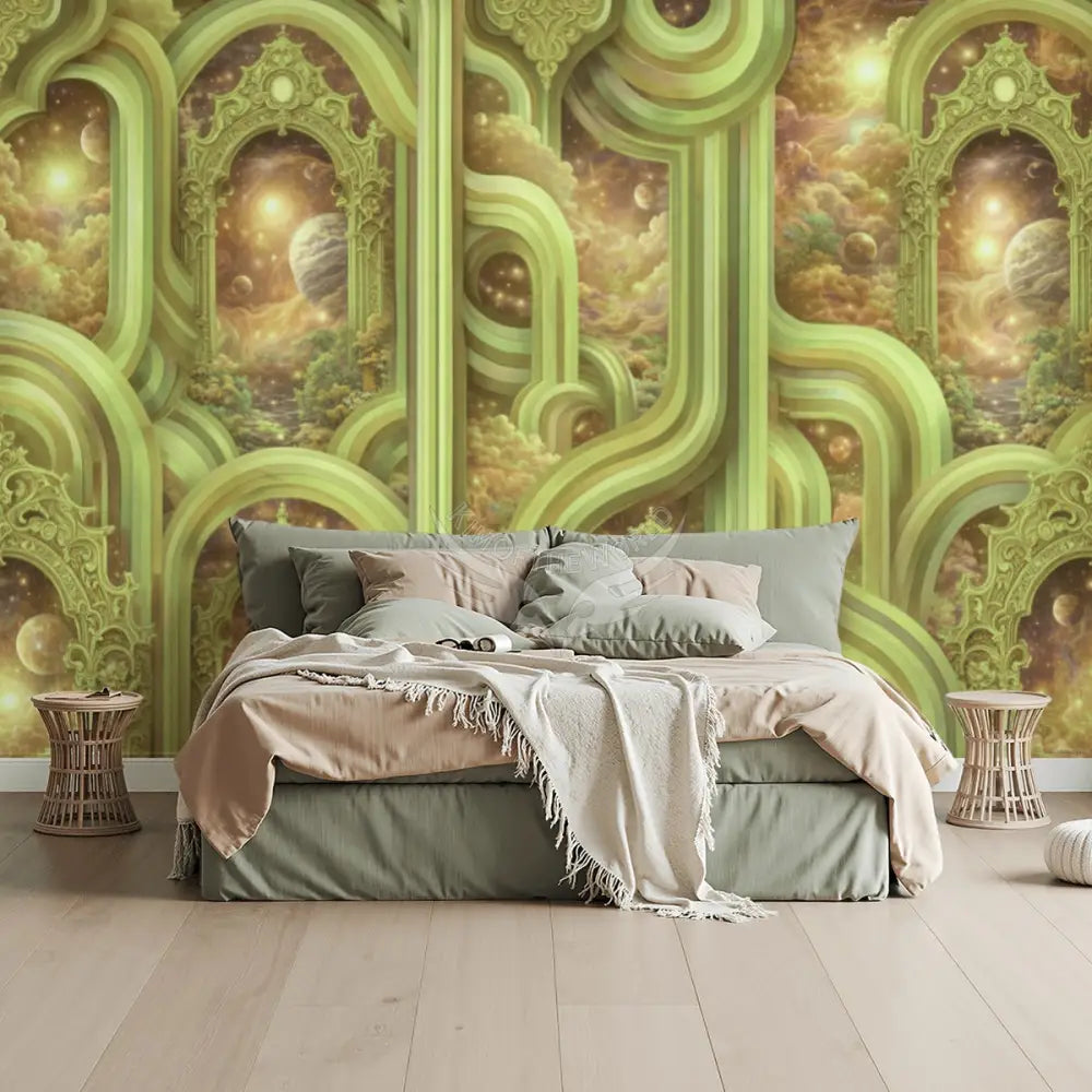 3D Retro Lime Unpasted Mural Wallpaper 144’’x100’’ - 144’’x100’’ - Wall Coverings