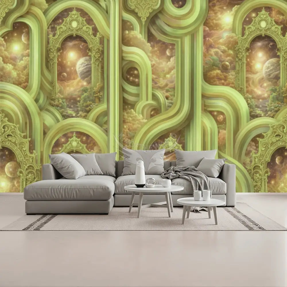 3D Retro Lime Unpasted Mural Wallpaper 144’’x100’’ - 144’’x100’’ - Wall Coverings