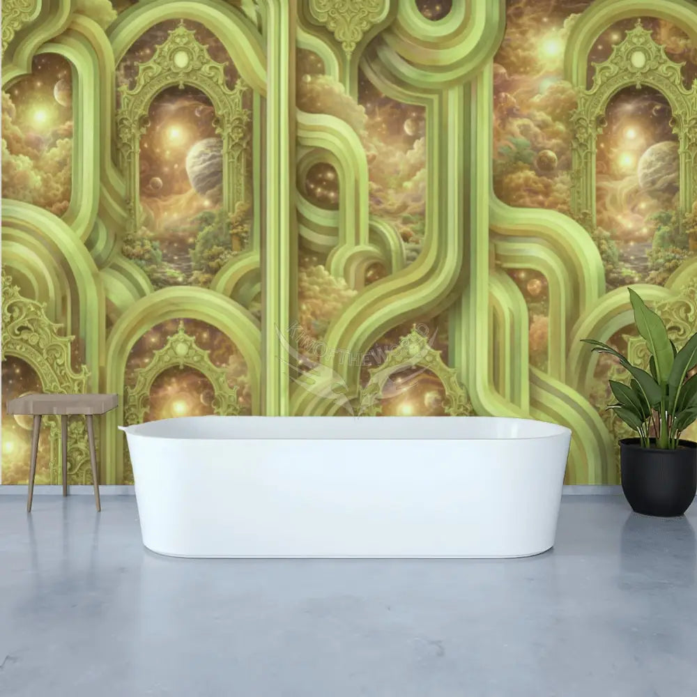 3D Retro Lime Unpasted Mural Wallpaper 144’’x100’’ - 144’’x100’’ - Wall Coverings