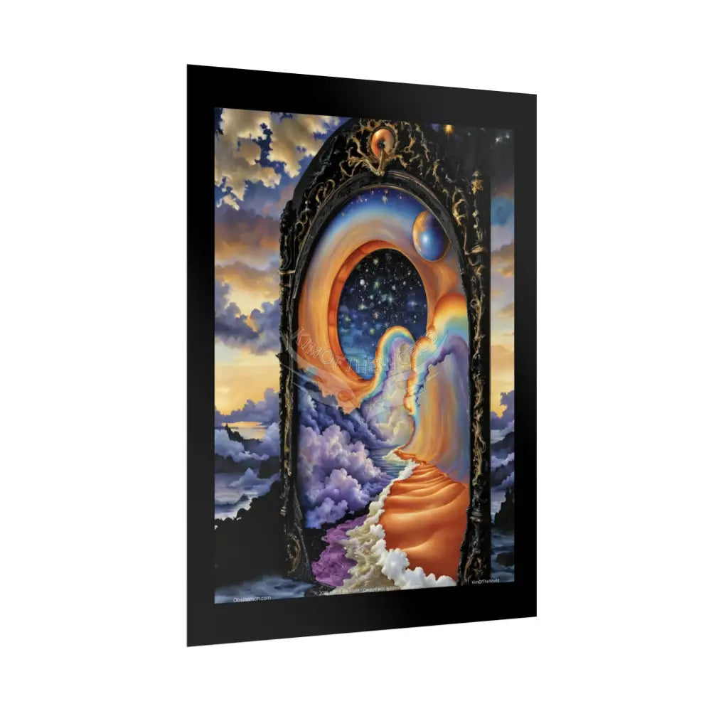 3D Ribbon Framed Passageway Vibrant Magical Kitties & Floral Portal Art Poster Poster