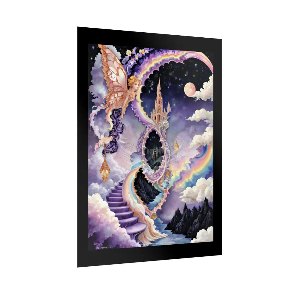 3D Ribbon Framed Passageway Vibrant Magical Kitties & Floral Portal Art Poster Poster