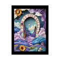 3D Ribbon Framed Passageway Vibrant Magical Kitties & Floral Portal Art Poster 18″ x 24″ (Vertical) / Semi Glossy Poster