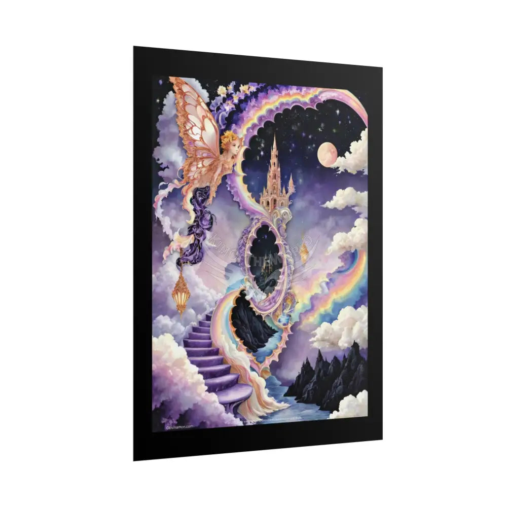 3D Ribbon Framed Passageway Vibrant Magical Kitties & Floral Portal Art Poster Poster