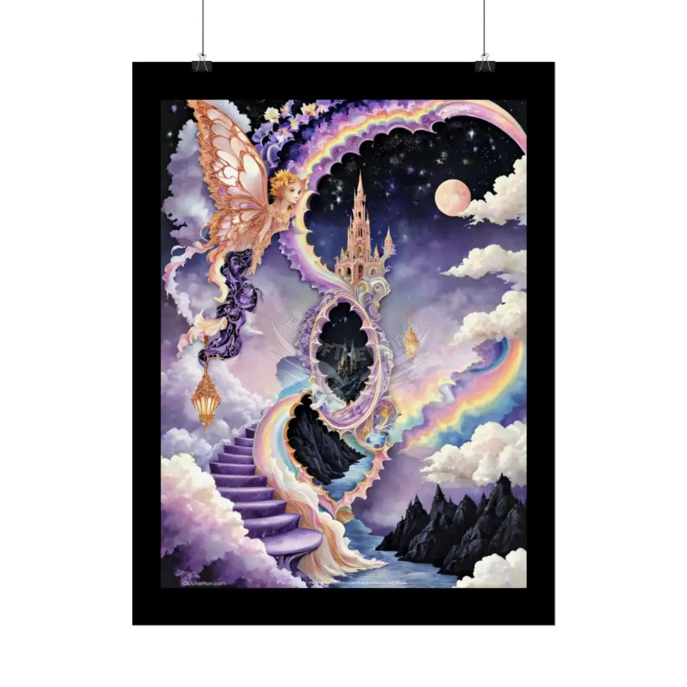 3D Ribbon Framed Passageway Vibrant Magical Kitties & Floral Portal Art Poster Poster