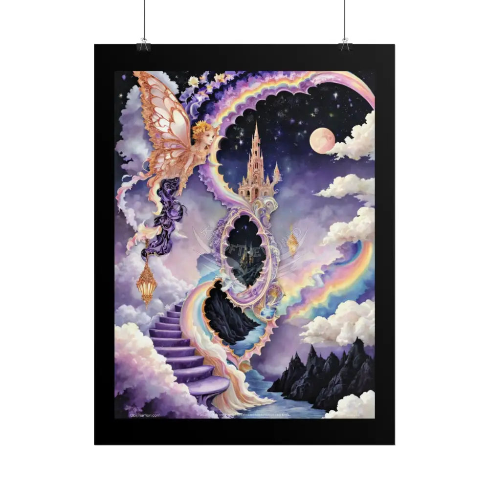 3D Ribbon Framed Passageway Vibrant Magical Kitties & Floral Portal Art Poster Poster