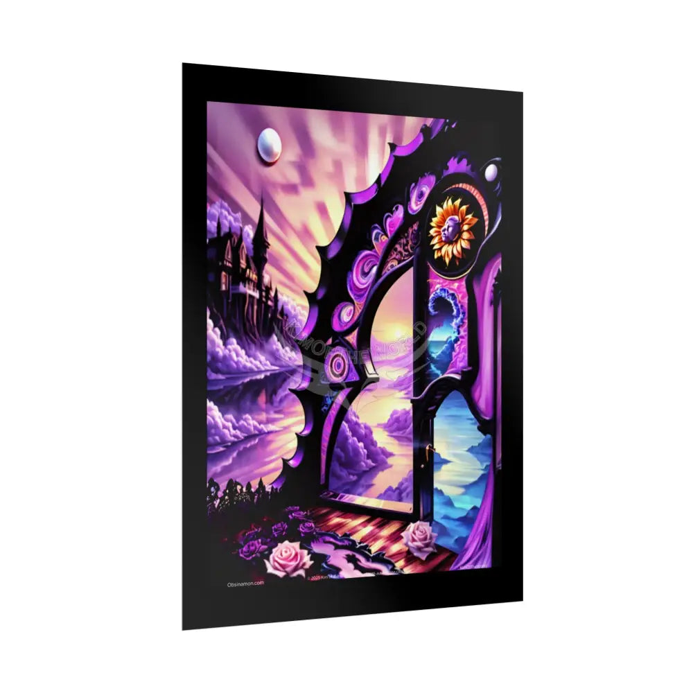 3D Ribbon Ruffle Cat Lady Empowered Woman Vibrant Magical Kitties & Floral Portal Art Poster Poster